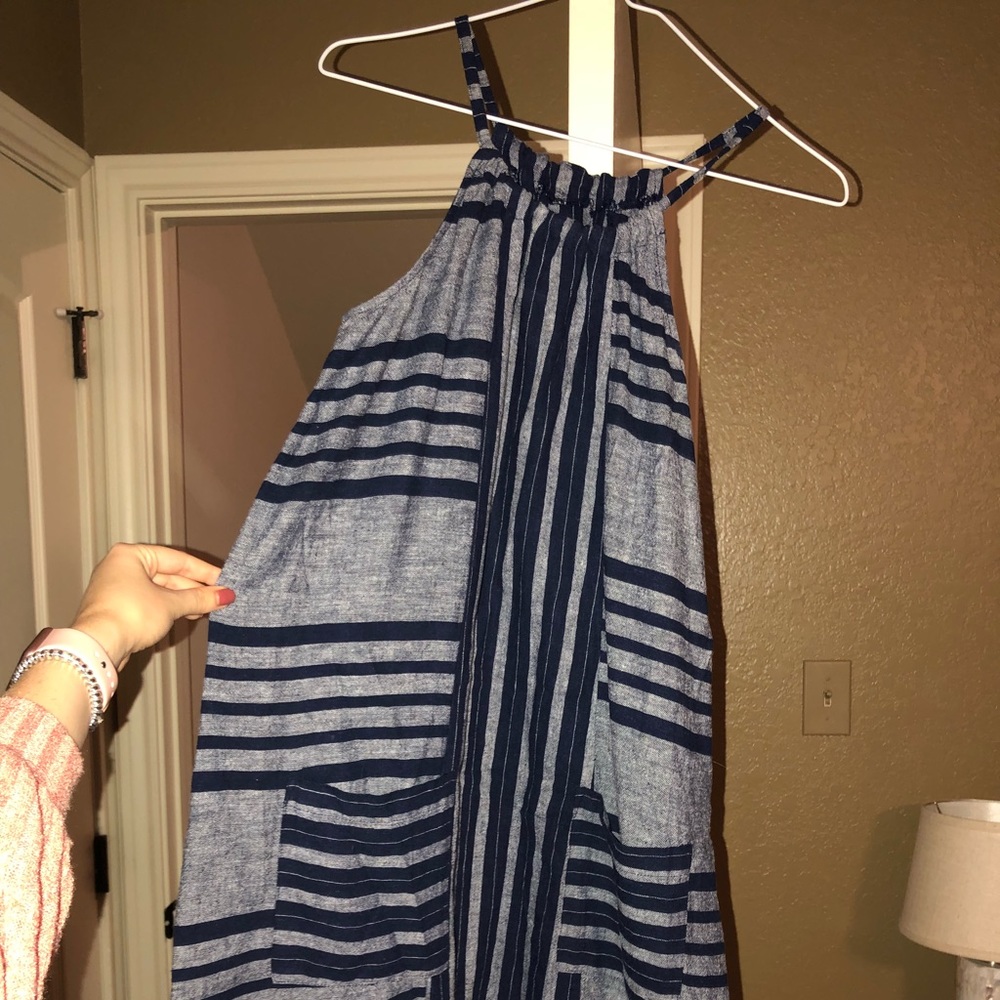 Navy High Neck Dress